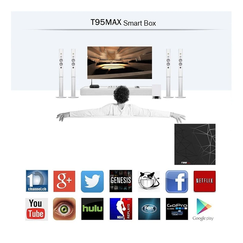 Android 9.0 Tv Box 4Gb T95 Max Smart Tv Box H6 Quad Core 6K Hdr 2.4Ghz Wifi G Oogle Player T95Max Set Top Box(Eu Plug)