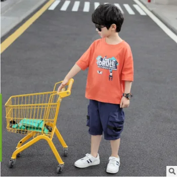 

Boys Sports Clothing Set 2020 New Summer Kids Pockets Clothes Children's Knee-Length Sets 2 Print Letter Colors Size4-14 ly123