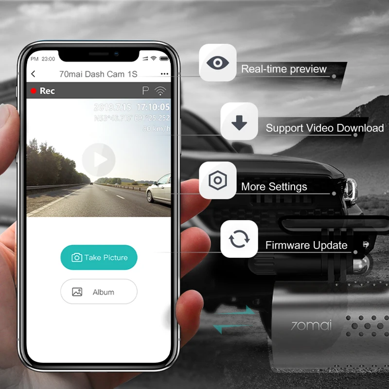 Xiaomi 70Mai 1S Wifi FullHD dashcam - Dashcamdeal