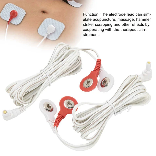 Cable de electrodos tipo botón 2 en 1 para máquina de fisioterapia, unidad  TENS, 2,35mm
