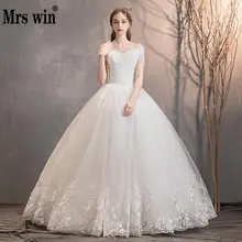 Mrs Win свадебное платье Сексуальная v-образным вырезом длина до пола кружева бальное платье с плеча принцесса Роскошная свадебная одежда Свадебные платья