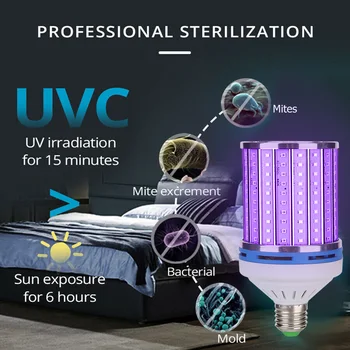 

E26/E27 UVC Germicidal Sanitizer Lamp 80W 110-220V Sterilization Disinfection Light Bulb With Timing Remote Control Home UV Lamp