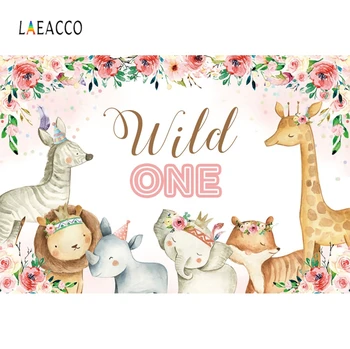 

Laeacco Baby shower Watercolor style background Wild one Birthday Celebration Photography Customizable Backdrop Photo Studio