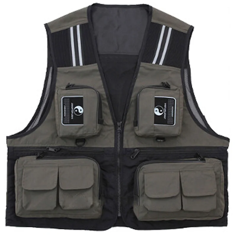 

Fishing Waistcoat Sleeveless Mesh Fishing Jacket Multi-Pockets Breathable Photography Hunting Fishing Climbing Vest,Army Green L