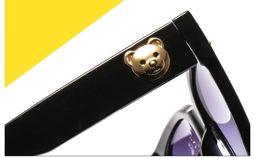 46223 милые Квадратные Солнцезащитные очки с медведем для мужчин и женщин модные солнцезащитные очки UV400