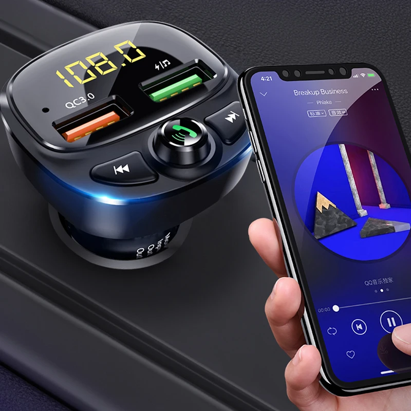 Быстрая зарядка 3,0 USB Автомобильное зарядное устройство для телефона fm-передатчик Bluetooth 5,0 автомобильное зарядное устройство для телефона автомобильный комплект громкой связи TF карта музыкальный плеер