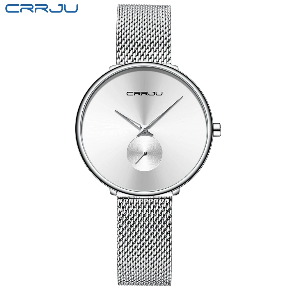 CRRJU новые женские часы из розового золота, Бизнес Кварцевые часы для девушек, Топ бренд, роскошные женские наручные часы, женские часы, Relogio Feminin - Цвет: silver white