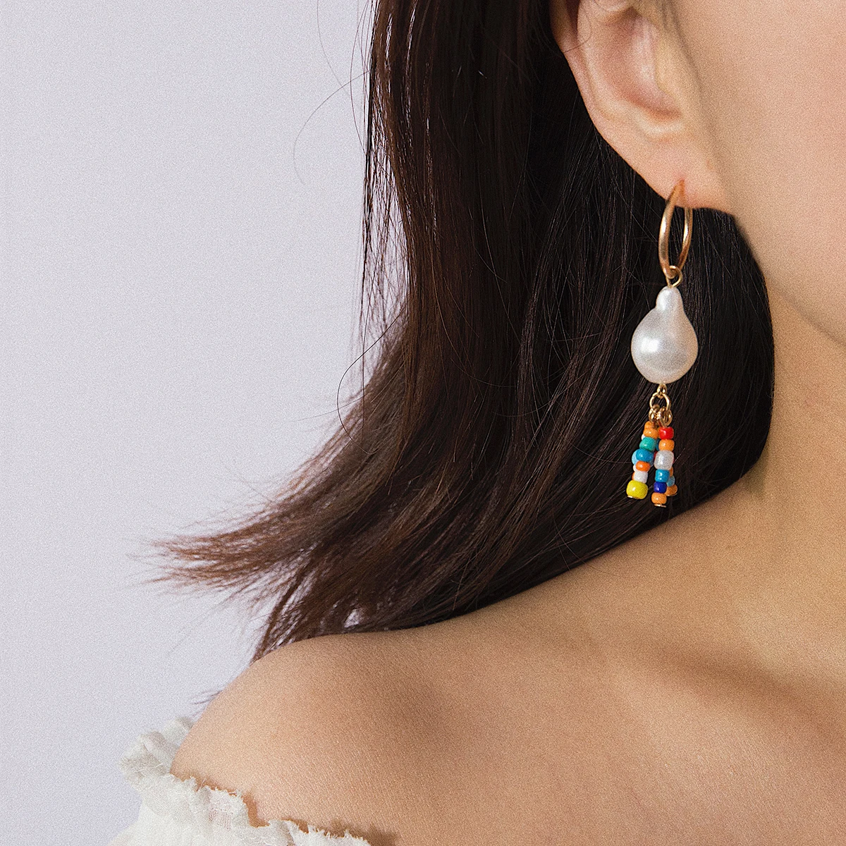 

SalirCon Bohemian Long Tassel Earrings Water Drop Shape Imitation Pearl Multiple Color Beads Drop Earrings Woman Party Jewelry