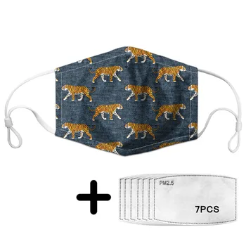 

Tiger Pattern Teens Boys Kids Face Mask with 7Pcs Filter PM2.5 Reusable Breathable Children Mask Dustproof Non-disposable
