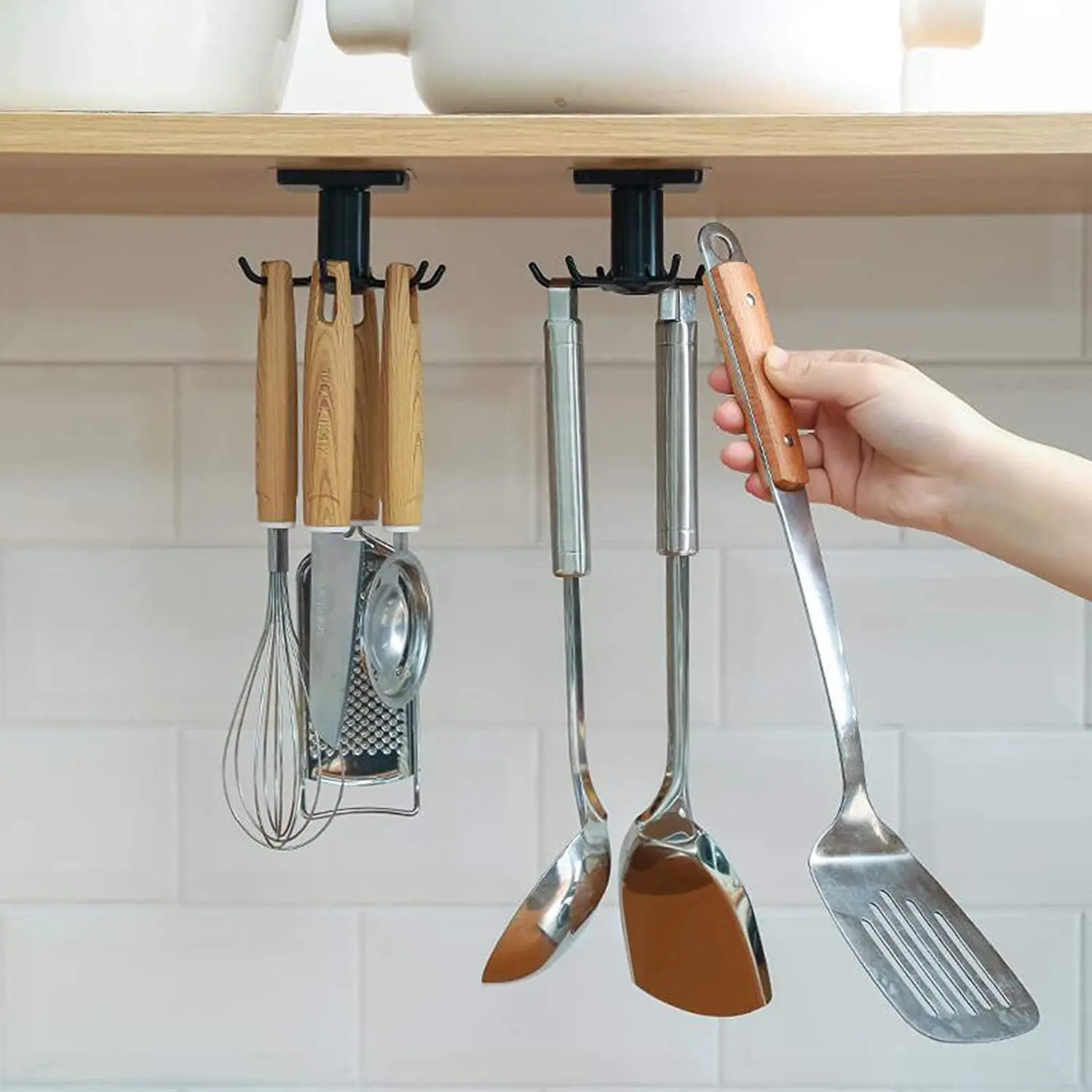 KITCHEN RACK WITH 6 HOOKS HANGING 550MM STAINLESS STEEL RAIL KITCH ESSENTIAL ITEM KITCHEN RACK WITH 6 HOOKS HANGING 550MM STAINLESS STEEL RAIL KITCH ESSENTIAL ITEM