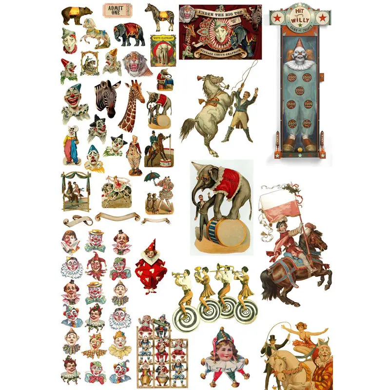 2 шт./лот винтажная декоративная наклейка в виде цирковых клоунов сделай сам