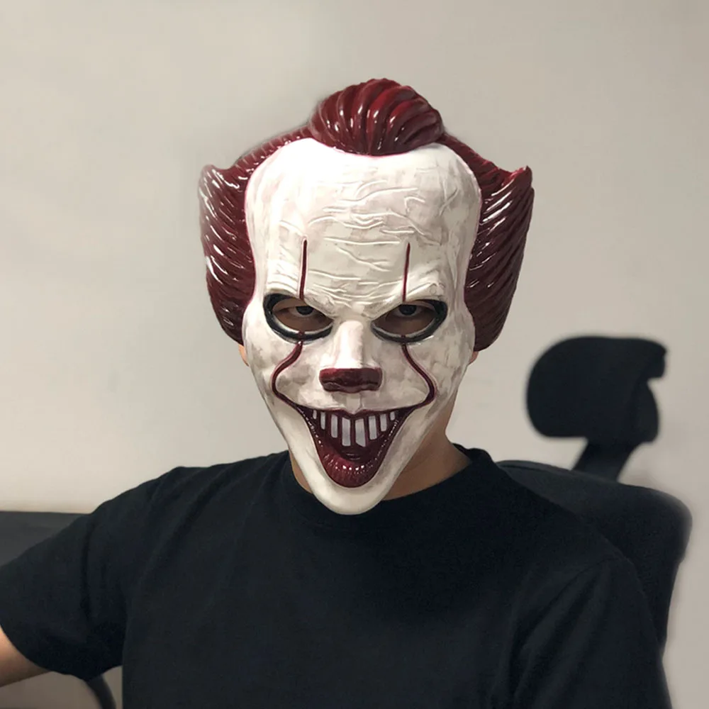 Ужас Pennywise Джокер Маска Косплей это вторая часть Стивен Кинг клоун пластиковые жесткие маски вечеринка Хэллоуин костюм реквизит