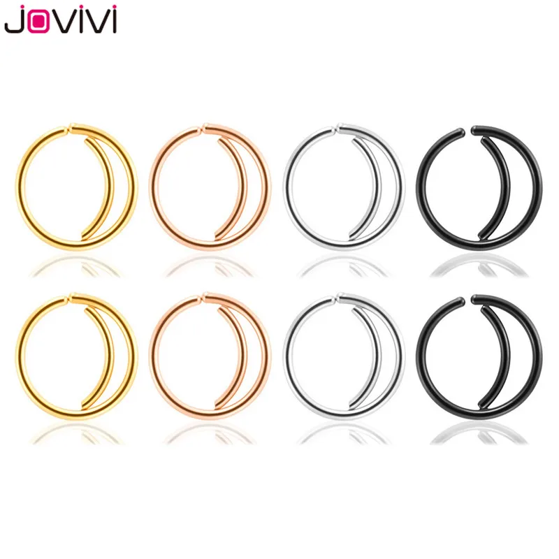 Jovivi 20 г из нержавеющей стали полумесяц индийское кольцо в нос бровь Бар Длина