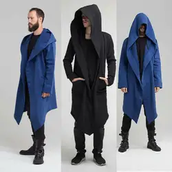 Мужская пара унисекс длинная куртка теплая зима осень верхняя одежда косплей хип хоп кардиган с капюшоном сжигание повседневное пальто