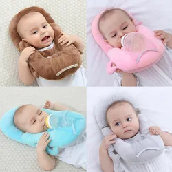 Cojín de lactancia para bebé, almohada de autoalimentación de Color puro, soporte desmontable para biberón, almohadilla de protección de cabeza multifunción para bebé