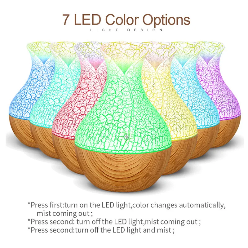 

USB 130ml Electric Humidifier Aroma Oil Diffuser Ultrasonic Air Humidifier Aromatherapy LED Light Mist Maker for Home
