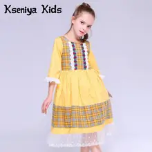 Kseniya Kids/сезон весна-лето; модная одежда для маленьких девочек; кружевное платье принцессы в викторианском стиле; милое платье с цветочным узором для девочек; вечерние костюмы