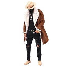 Men Winter Fleece Composite Suede Men's Warm Jacket Coats Hombre Male Casual Fashion Winter Thick Jackets Coats Brown NEW