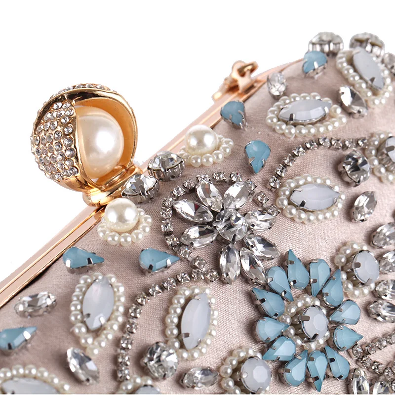 Ручная вышивка жемчужина и Кристалл Женская вечерняя сумка со стразами с бриллиантами и шипами клатч кошелек женская сумка для вечерние банкеты