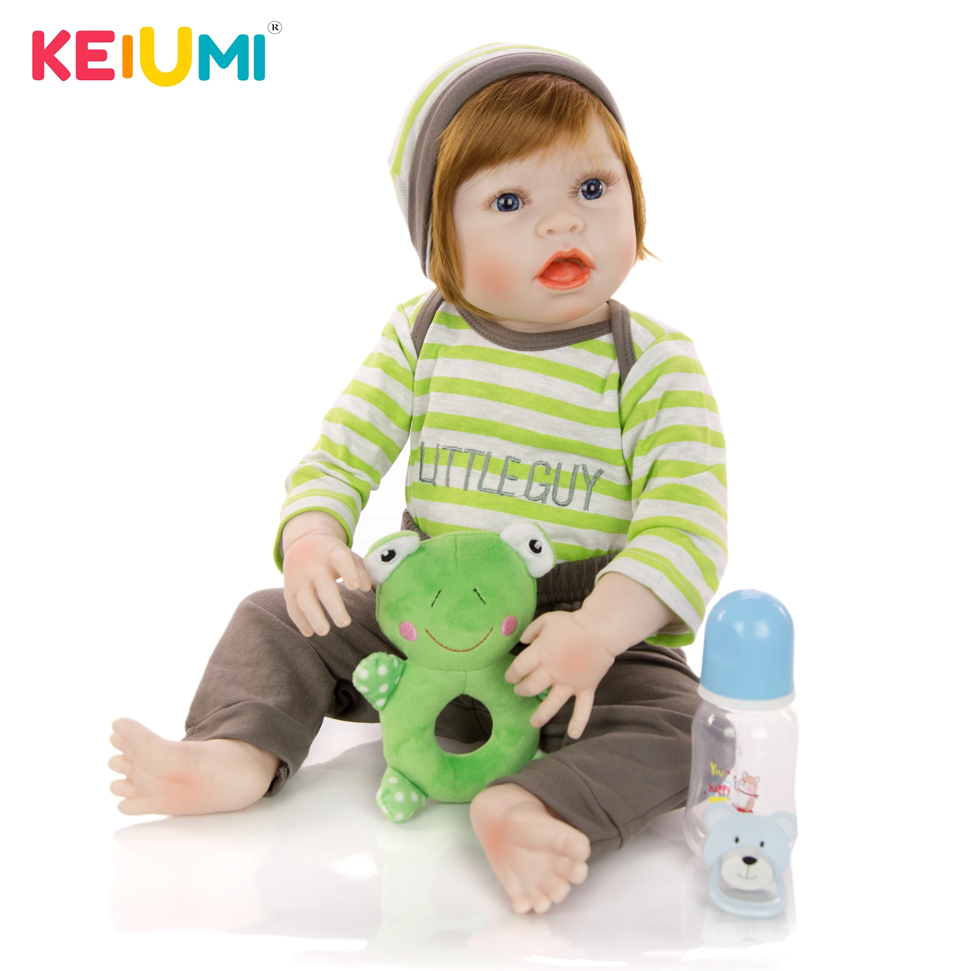 KEIUMI забавное лицо Reborn Baby Menino 57 см полностью силиконовая виниловая
