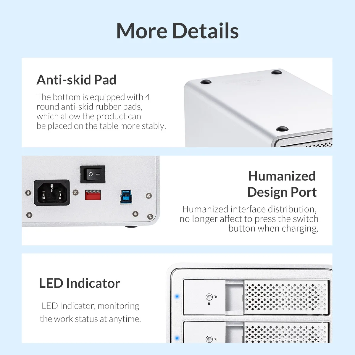 Док-станция ORICO 5 Bay 3,5 ''USB3.0 HDD с поддержкой Raid 80 ТБ с 150W внутренним адаптером питания алюминиевый SATA для USB 3 UASP