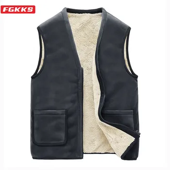 

FGKKS Winter New Men Cashmere Vest Coats Men's Solid Color Casual Vest Outerwear Comfortable Warm Vest Male Brand Clothing