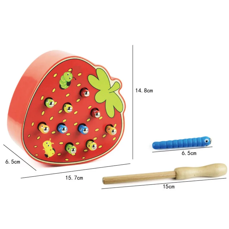 Детские деревянные игрушки 3D головоломка Раннее детство развивающие игрушки ловить червя Игра цвет Когнитивная Магнитная клубника яблоко