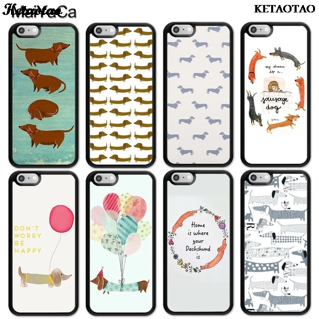 KETAOTAO Милая такса для iPhone 4S 5C 5S 6S 7 8 Plus X XR XS MAX Samsung черный мягкий чехол резиновый