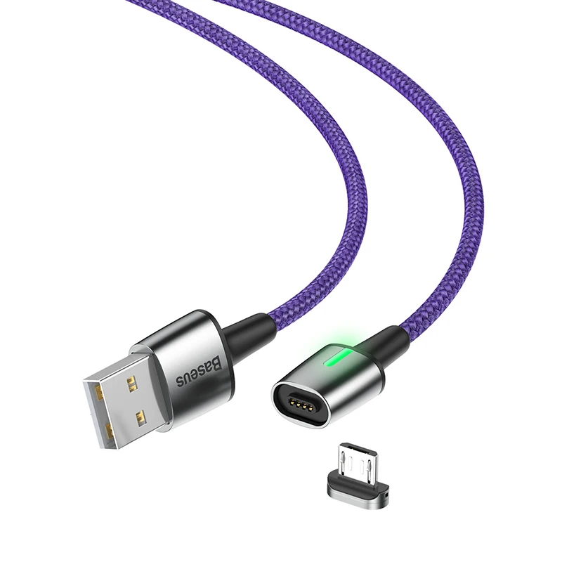 СВЕТОДИОДНЫЙ световой магнитное зарядное устройство USB кабель для iPhone xs max xr 8 7 6s plus 11 samsung s8 s9 huawei P20 mate20 oneplus 6 xiaomi 9 8 5 mix 2 max3 Быстрая зарядка для apple светильник с разъемом микро USB type c кабель 1 м 2 м оригинальной ОС Android - Цвет: Micro USB purple