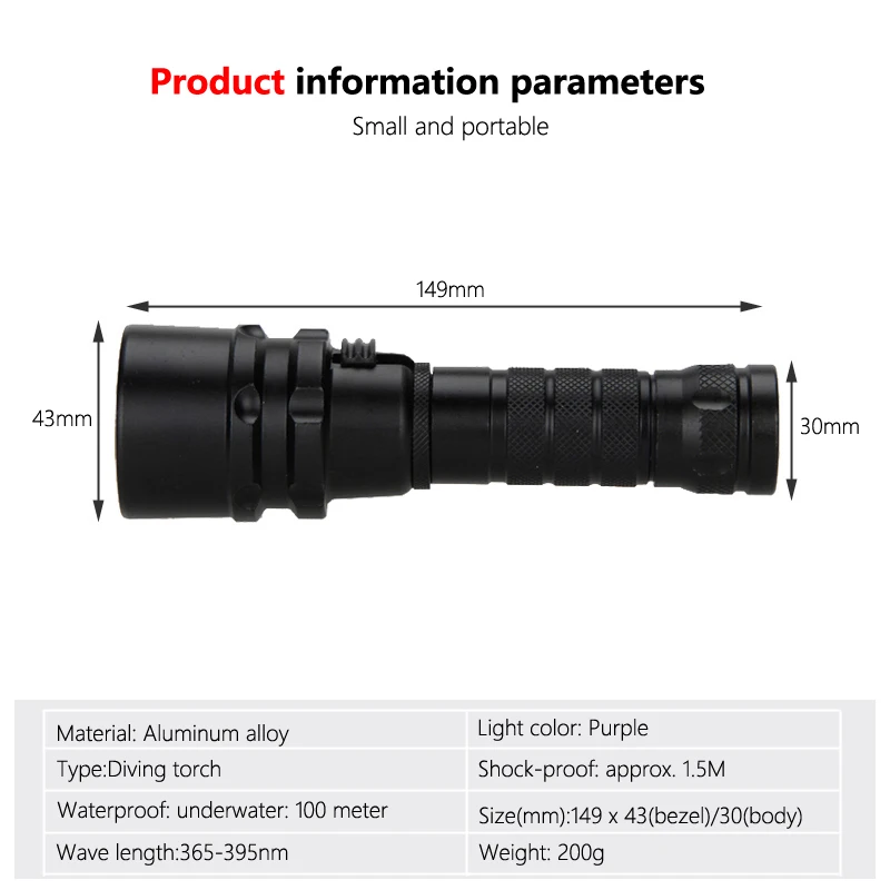 10W 395-400nm 3x XPE УФ-светильник светодиодный подводный 100 м подводный дайвинг вспышка светильник фонарь Водонепроницаемый