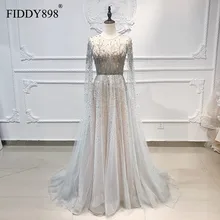 Роскошное вечернее платье, длинное Тюлевое ТРАПЕЦИЕВИДНОЕ платье для выпускного вечера с кристаллами и бисером,, Дубай, вечернее платье с накидкой, Vestidos de Fiesta