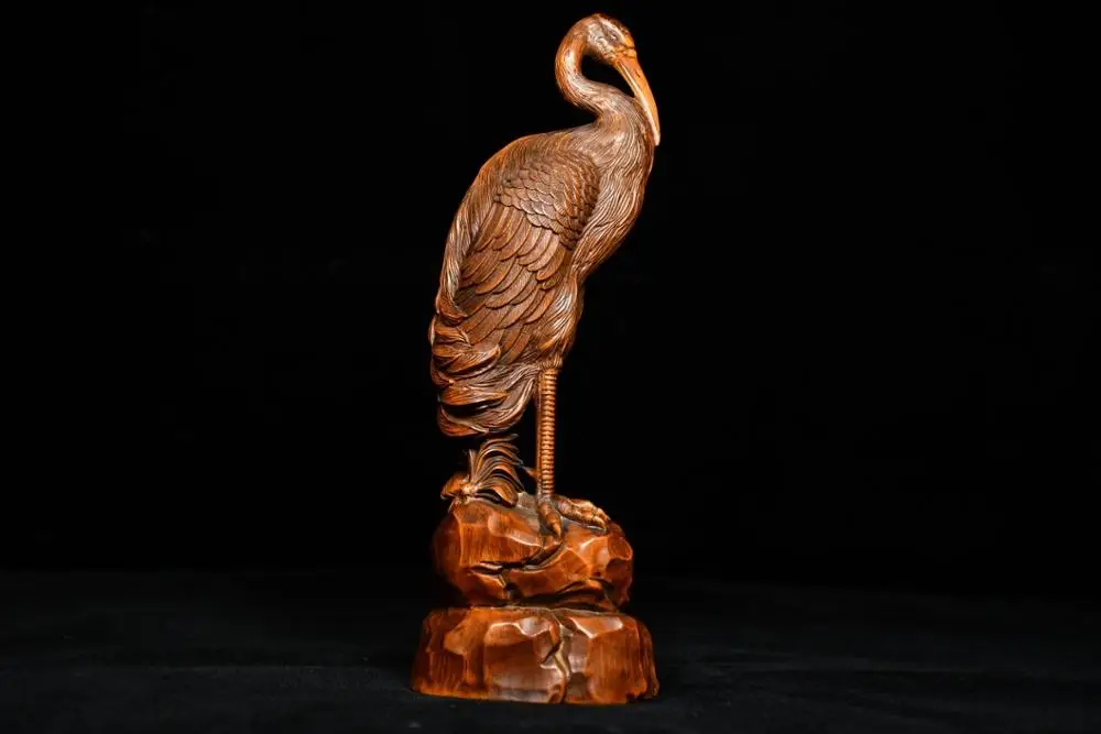 

7" China Lucky Seikos Boxwood Statue of a tea expert in the Tang Dynasty Statue of Lu Yu Tea monograph "The Classic of Tea"