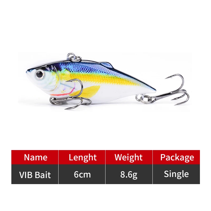 1 шт. 6 см 8,6 г горячая Распродажа Vib Crankbait Реалистичная рыболовная приманка 6 цветов рыболовная приманка медленное погружение жесткая рыба Воблер для рыбы - Цвет: V01-05