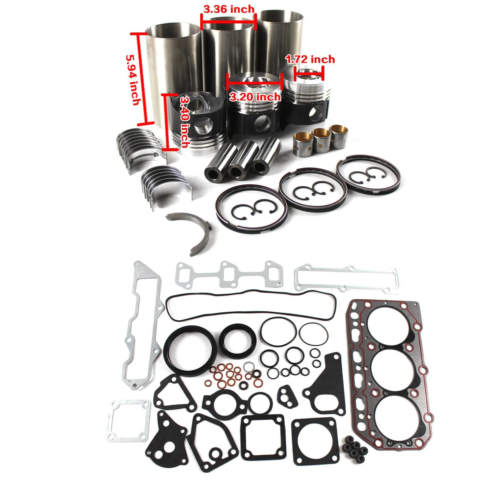 3TN82TE 3TN82L Engine Rebuild Kit w/ Pistons Liners Bearings Gasket Set