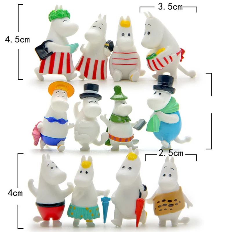 12 Pc Dollhouse Puzzle Cascade Hippopotamus Family Miniature Figures Jenga Micro Layer DIY Landscape PVC Model Creative Toy Gift-5