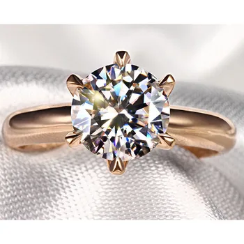 

14K Rose Gold Ring Classic 6 claws Moissanite Ring VVS1 Round Cut 1ct 2ct 3ct Engagement Anniversary Ring