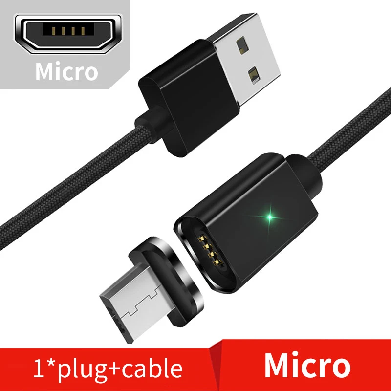 1 м/2 м Магнитный Micro usb type C два в одном кабель для быстрой зарядки кабель для передачи данных USB зарядное устройство для samsung S9 S8 huawei P30 - Цвет: Black Micro Cable