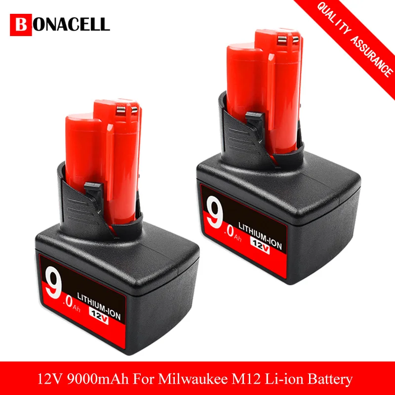Bonacell 48-11-2460 9000mAh 12v rechargeable battery for milwaukee m12 XC Cordless Tools 48-11-2402 48-11-2411 Milwaukee tool