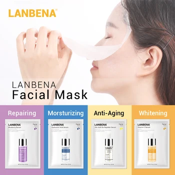 

LANBENA Hyaluronic Acid Serum Deep Hydrating Facial Mask Blueberry Essence Anti-aging Moisturizing Whitening Brighten Skin Care