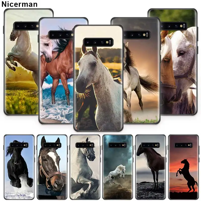 

Horse Animal Case for Samsung Galaxy S10 5G S9 S8 S7 Plus S10e Note 9 10 8 Black Silicone Tasche Special Phone Shell Coque Cela