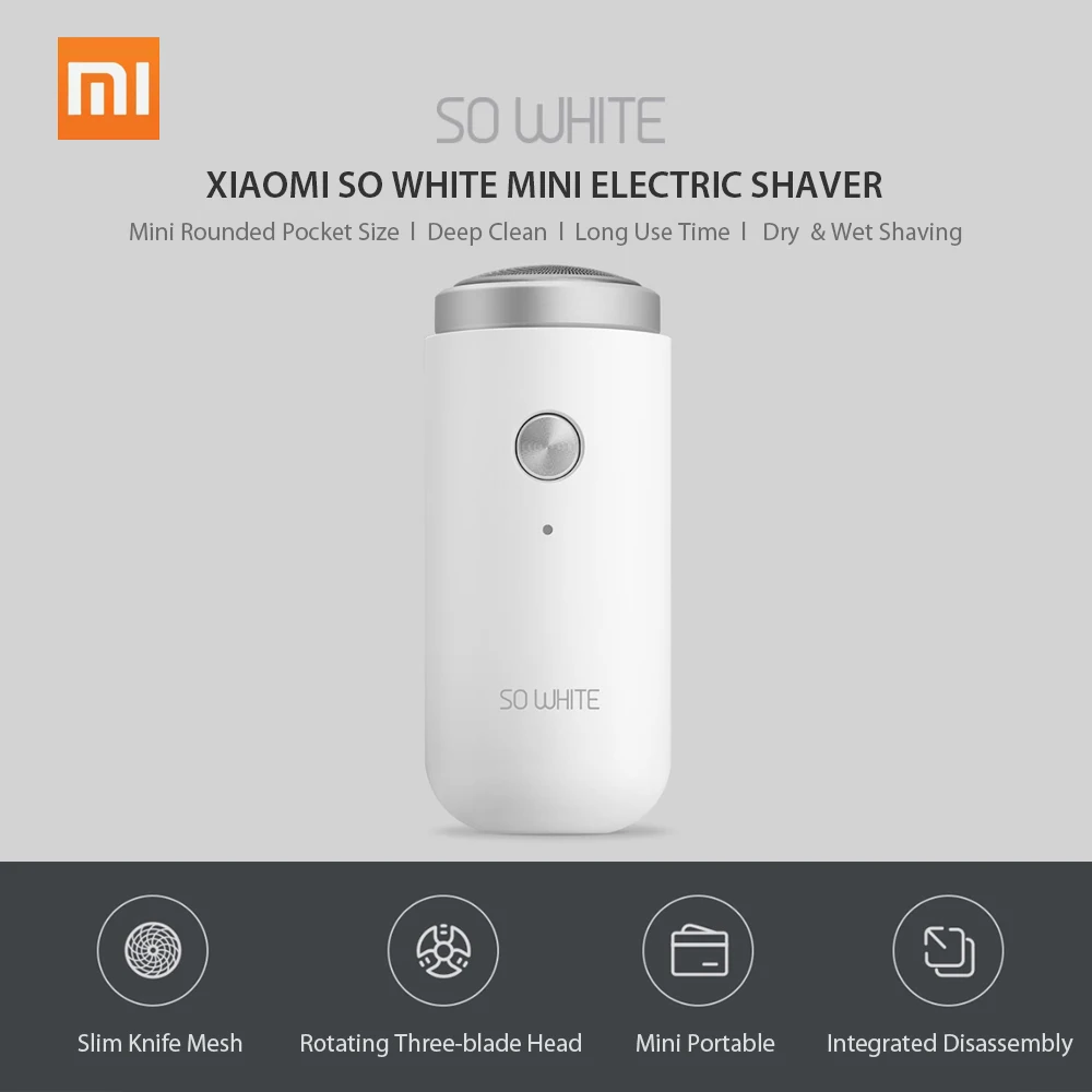 Xiaomi SO WHITE Мини электрическая бритва перезаряжаемая бритва с USB карманом портативный триммер для бороды моющийся сухой влажный станок для бритья