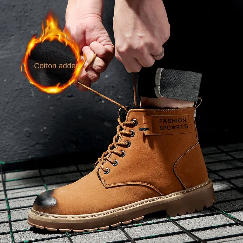 Botas altas cálidas de forro polar Dr. Martens para hombre, ropa de trabajo  informal de estilo británico, a juego con todo, Botas de lluvia| | -  AliExpress