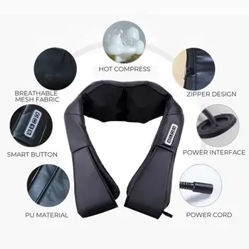 

U Type Electrical Shiatsu Back Shoulder Neck Massager Car/Home Massage Multifunctional Shawl Infrared Heated Kneading Massager