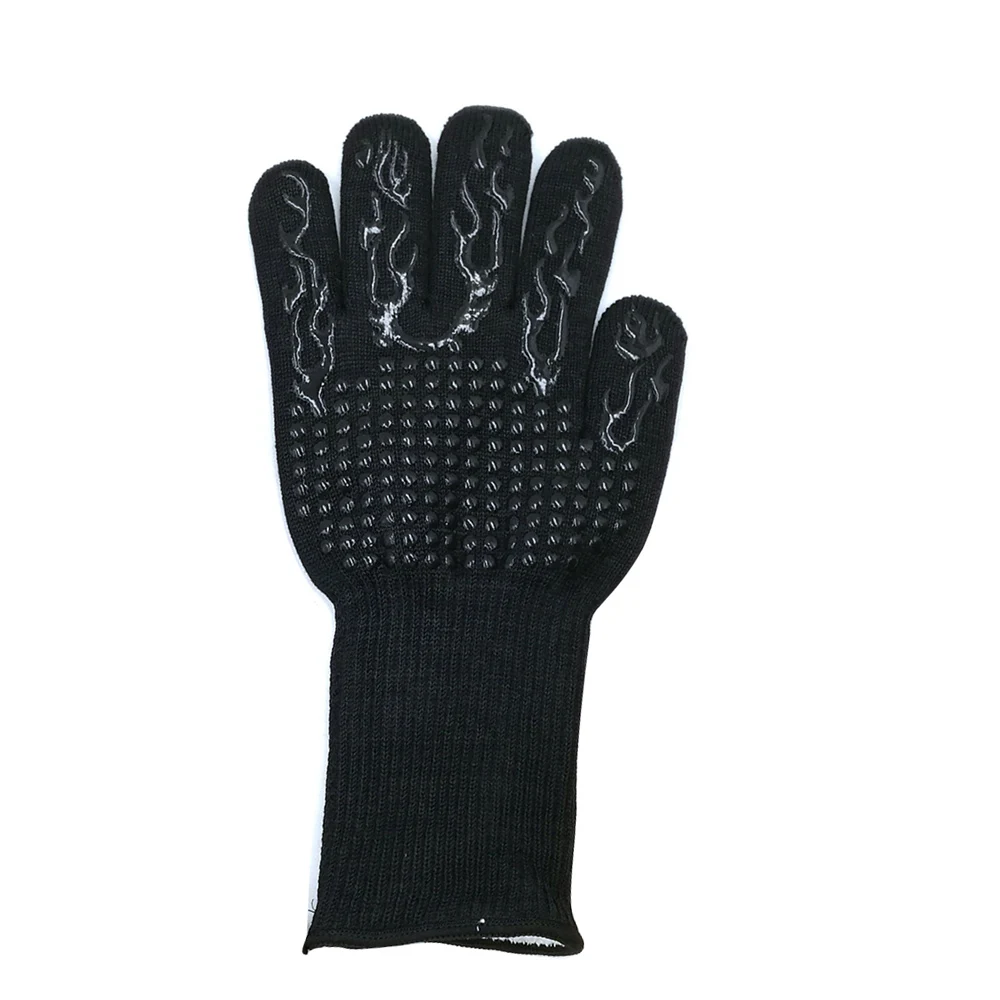 1PC Black 1 пара/1 шт. термостойкие перчатки для барбекю для приготовления пищи, выпечки, гриля, хлопковые прихватки, кухонные перчатки, силикагель, перчатки для барбекю - Цвет: 1PC Black