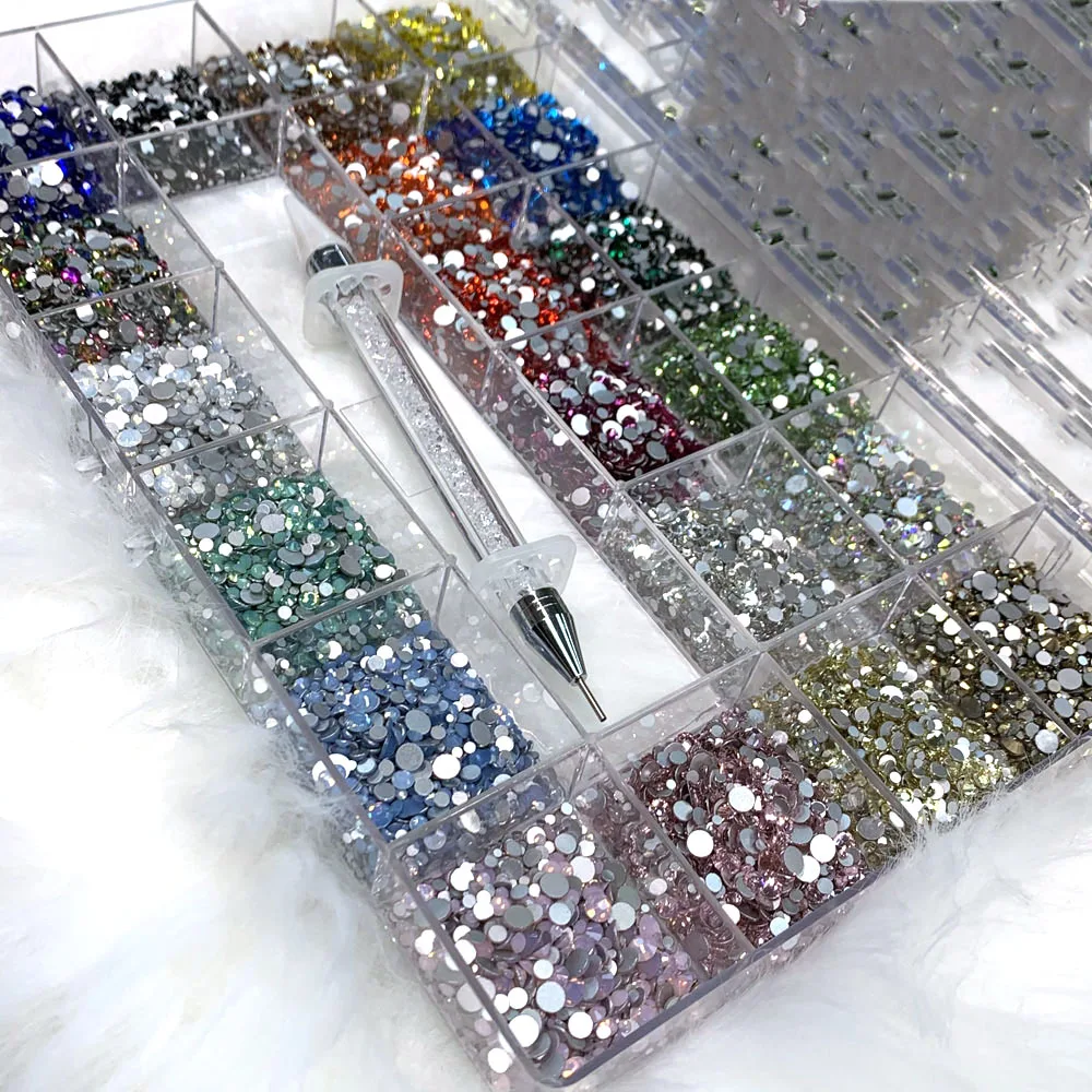 

SS3-SS20 Mix (720PcsX20) Non Hotfix Flatback Nail Rhinestones for Nail Art Round rhinestones 3D Nail Art Decoration Gemstones&*&