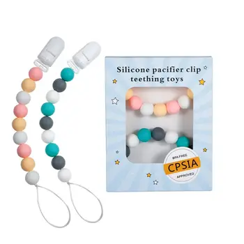 

2 Packs Baby Dummy Clips BPA Free Baby Teether Soother Pacifier Chain Holders