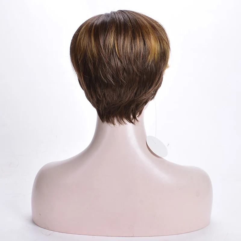 MSWIIGS 8 дюймов Короткие парики блонд синтетический парик с челкой коричневый термостойкий афро два тона Омбре волосы для женщин белый