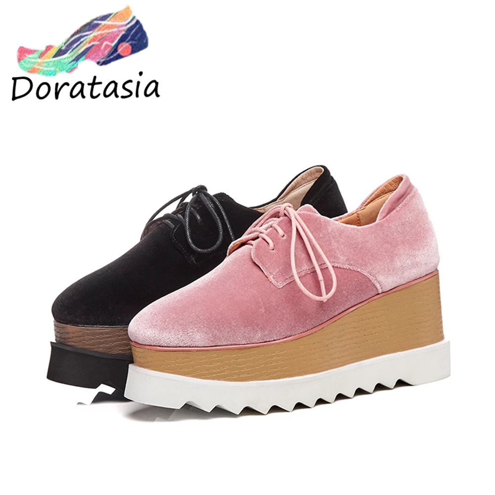 

big size 33-42 ladies wedges lace up flat platform shoes woman casual soft autumn spring flats shoes sneakers