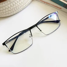 Бизнес повседневные рабочие компьютерные очки синий светильник блокирующий мужские металлические прямоугольные очки оправа близорукость очки ботаника Винтаж