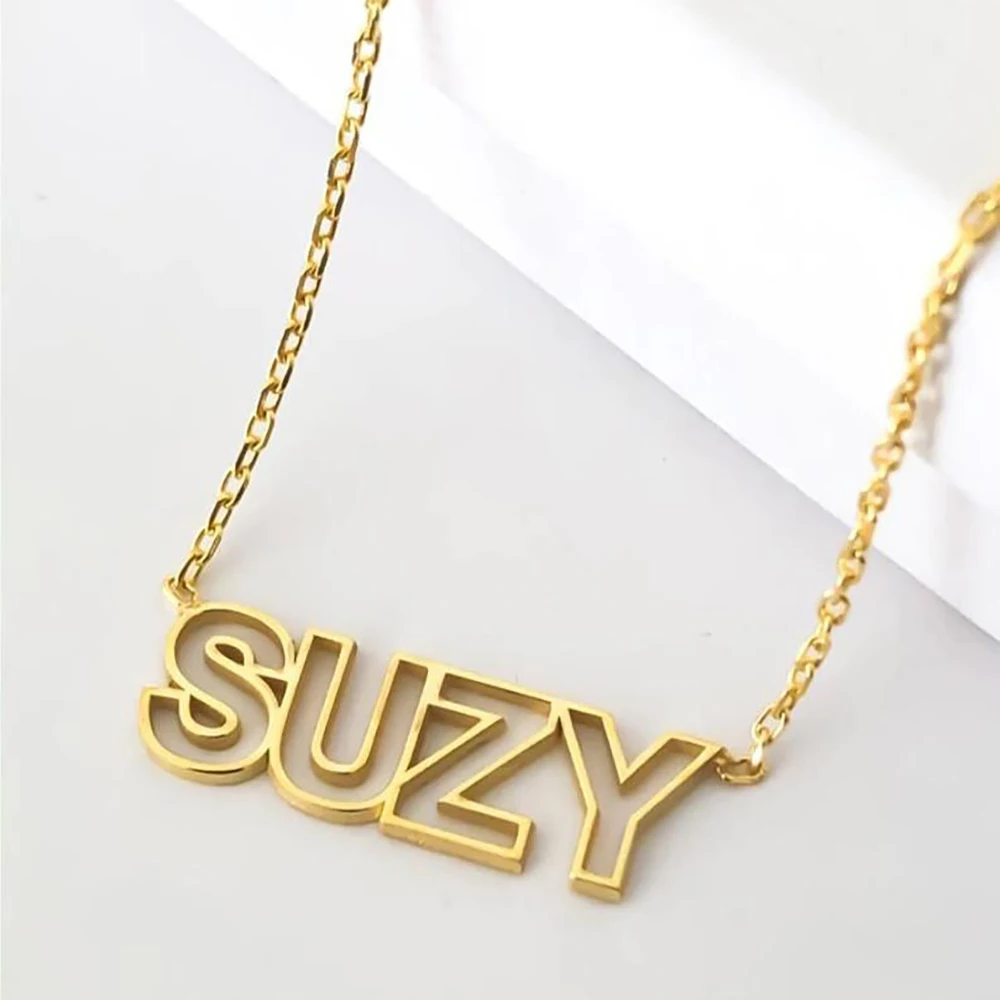 Custom Name Necklace for Women 2022 New Personality Hollow Capital Letter Pendant Necklace Men Anniversary Birthday Jewelry Gift